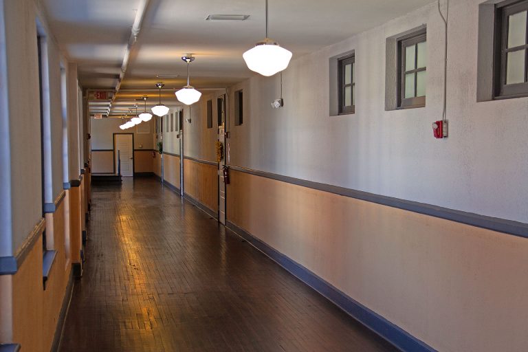 hallway with hardwood historic floors at The Lofts San Marco